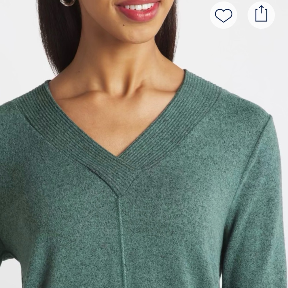 Teal 3/4 Sleeve V-Neck Top LARGE BUT fits XL from Stitch Fix - Picture 4 of 4